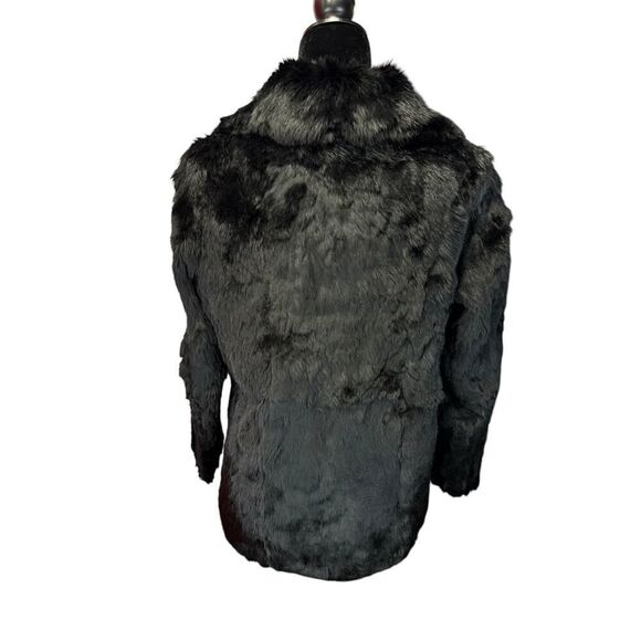 Vintage Black Rabbit Fur Jacket Small-Medium Hook & Eye Closure Lined - Picture 7 of 16